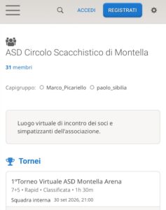 L’A.S.D. Circolo Scacchistico di Montella ritorna online: ogni mercoledì i tornei serali su Lichess
